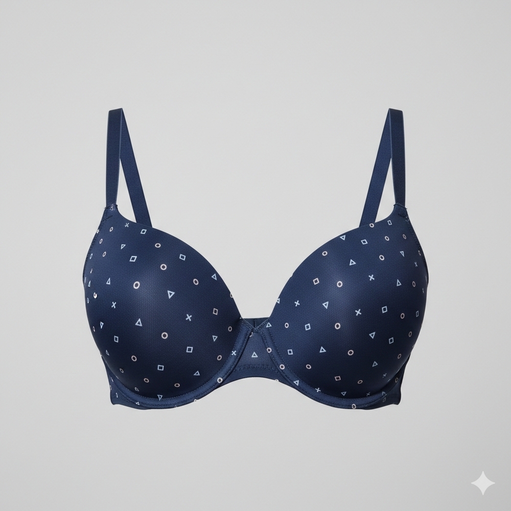 Navy Blue Patterned Women's Bra
